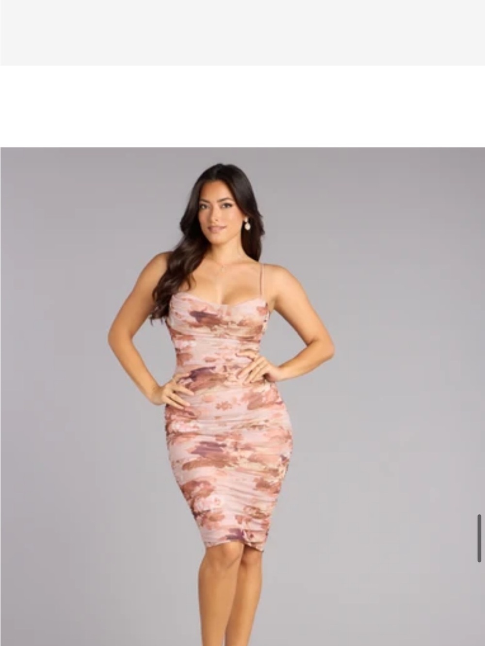 Windsor Pink Floral Ruched Midi Dress